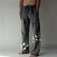 thumbnail image 1 of Njoeus Men'S Pants Plus Pants Men'S Summer Cotton Linen Wide Leg Pants Printed Lace Up Leisure Sports Holiday Pants Mens Sweatpants On Clearance, 1 of 7