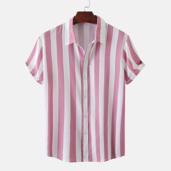 Njoeus Men's Athletic Shirts & Tees Boys Shirts Men's Striped Dress Shirt Hawaiian Short Sleeve Shirt Beach Holiday Shirt Top/Shirt Blouse Men's Tank Tops