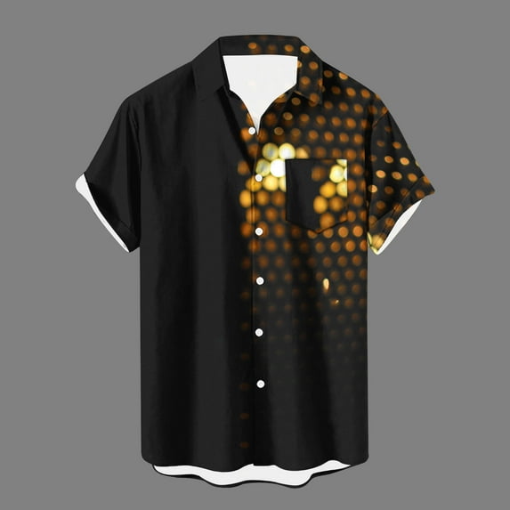 Njoeus Men's Athletic Shirts & Tees Men's Tee-Shirts Mens Vintage Club Party Shirts Casual Short Sleeve Button Up T-Shirt Hawaiian Summer Beach Shirts Streetwear M-3Xl Summer Tops for Teens