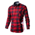 thumbnail image 1 of Njoeus Men's Button-Down Plaid Shirts Regular Fitted Long Sleeve Dress Shirts for Men Casual Work T-Shirts with Pocket （Available In Big & Tall Size) 3X 4X 5X Clearance Red, 1 of 7