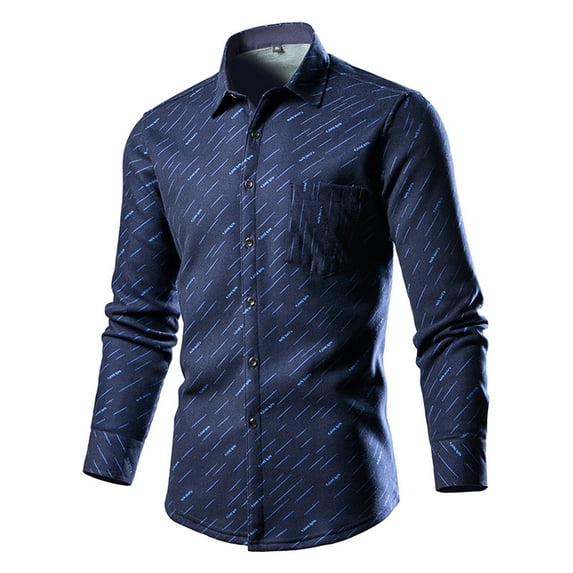 Njoeus Men's Button-Down Plaid Shirts Regular Fitted Long Sleeve Dress Shirts for Men Casual Work T-Shirts with Pocket (Available In Big & Tall Size) 3X 4X 5X Clearance Dark Blue