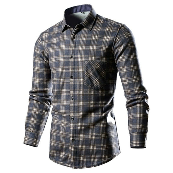 Njoeus Men's Button-Down Plaid Shirts Regular Fitted Long Sleeve Dress Shirts for Men Casual Work T-Shirts with Pocket （Available In Big & Tall Size) 3X 4X 5X Clearance Dark Gray