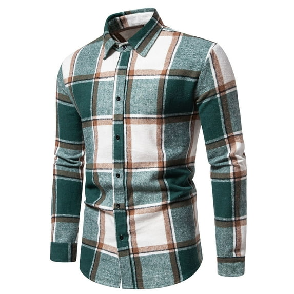 Njoeus Men's Buttons Down Plaid Shirt Regular-Fitting Long Sleeve Casual Shirts