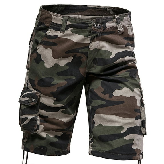 Njoeus Men's Camouflage Cargo Shorts, Mens Loose Relaxed Fitted Outdoor Long Shorts Multi-Pockets Military Cargo Short Pants for Men Knee Length
