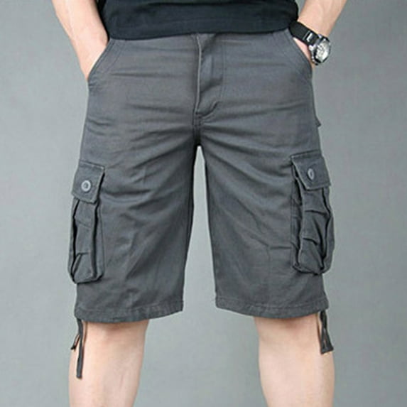 Njoeus Men's Cargo Capris Shorts Men Cotton Loose Fit Below Knee Capris Shorts Summer Casual Outdoor Cargo Work Shorts with Multi-Pocket S-4XL