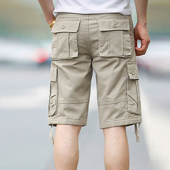 Njoeus Men's Cargo Capris Shorts Men Cotton Loose Fit Below Knee Capris Shorts Summer Casual Outdoor Cargo Work Shorts with Multi-Pocket S-4XL