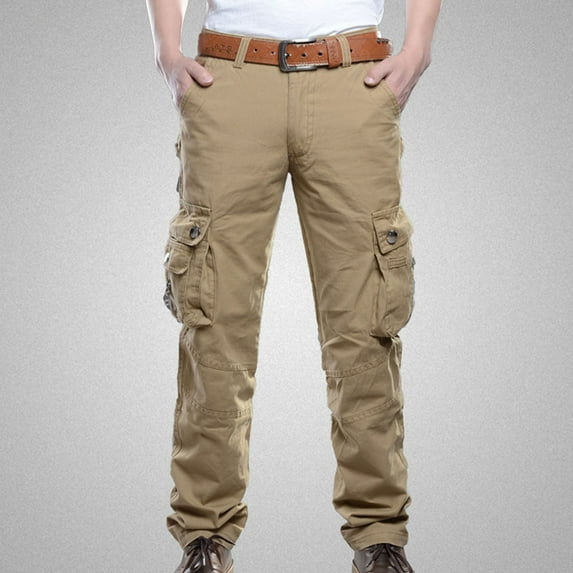 Njoeus Men's Cargo Pants Casual Cotton Multi-Pocket Carpenter Pant for Men Loose Straight Leg Cargo Work Pants Trousers S-XXL (Regular) (No Belt)