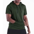 thumbnail image 1 of Njoeus Men's Casual Hooded T-Shirts Mens Short Sleeve Athletic Hoodies Sweatshirt with Pocket Solid Color Men Fashion Sports Pullover Tops Summer Clothing M-3X Army Green Summer Savings, 1 of 6