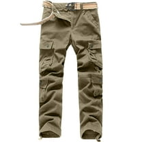 Njoeus Men's Casual Military Cargo Pants Men Big & Tall Baggy Cotton Work Trousers with Multi Pockets (No Belt) S-5XL