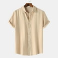 thumbnail image 1 of Njoeus Men's Casual Short Sleeve Button Up T-Shirt, Mens Solid Dress Shirt Summer Beach Work Shirts Vacation Holiday Shirts for Men M-3XL, 1 of 9