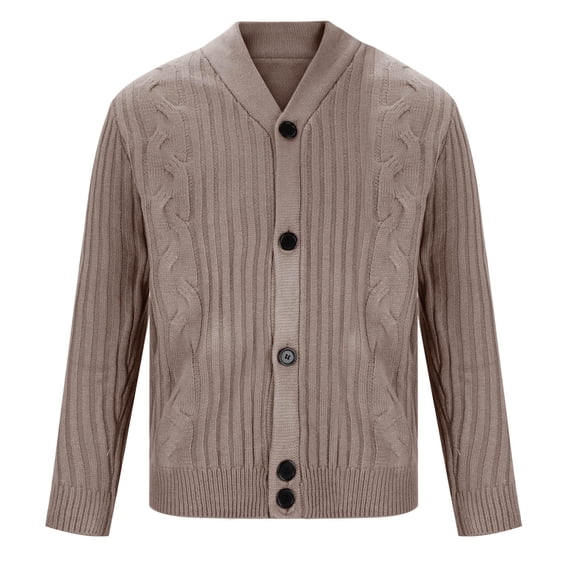 Njoeus Men's Classic Shawl Collar Cardigan Sweaters Button Comfy Knit Sweater for Men Slim Fits Sweaters Jacket Big & Tall Size Khaki XXL