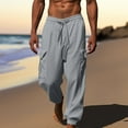 thumbnail image 1 of Njoeus Men's Cotton Linen Baggy Sweatpants Casual Elastic Waist Yoga Jogger Pants for Men Lightweight Gym Workout Pants Trousers S-3XL, 1 of 6