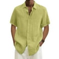 thumbnail image 1 of Njoeus Men's Cotton Linen T-shirt Mens Casual Short Sleeve Button-Down Shirts Hawaiian Beach Tshirt Tops for Men S-5XL (Available in Big & Tall Size), 1 of 5