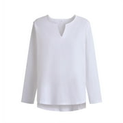 Njoeus Men's Cotton Loose Long Sleeve Tunic Shirt Mens Big & Tall Linen Hippie T Shirts Casual V Neck Beach Henleys Top S-5XL