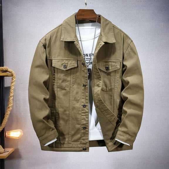 Njoeus Men's Denim Jacket Casual Slim Fits Jean Jackets Classic Long Sleeve Trucker Jean Jacket Coat M-4XL（Available in Big & Tall)