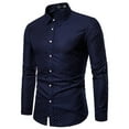 thumbnail image 1 of Njoeus Men's Fashion Printed Long Sleeve Shirts Cotton Slim Fitted Button Up T-Shirt Casual Business Casual Work Dress Shirts for Men S-XL Summer Savings Navy, 1 of 9