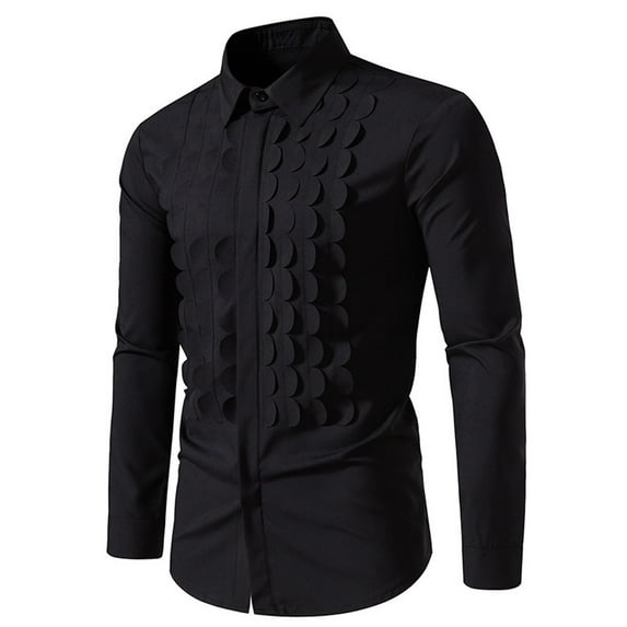 Njoeus Men's Fashion Solid Dress Shirt Casual Long Sleeve Button Up Prom Party Medieval T Shirt for Men Performing Shirts