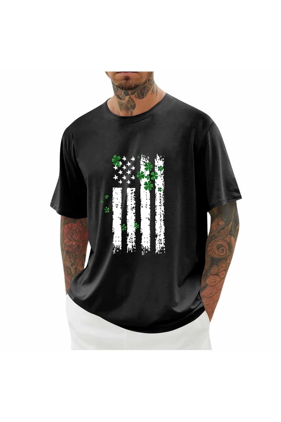 Aueoeo Men's Fashion Usa American Flag Printed Shirts Short Sleeve Casual Blouse Tops Loose Fits Round Neck Novelty Graphic Tee Shirt Men Big & Tall Shirts 3X 4X 5X Black