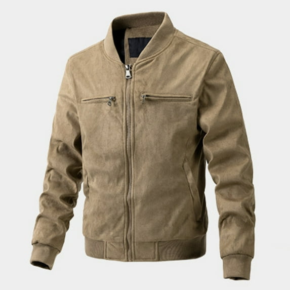Njoeus Men's Faux Suede Bomber Jacket, Men Vintage Flight Jacket with Warm Quilted Lined Zip Up Windproof Coat L-3XL