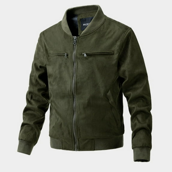 Njoeus Men's Faux Suede Bomber Jacket, Men Vintage Flight Jacket with Warm Quilted Lined Zip Up Windproof Coat L-3XL