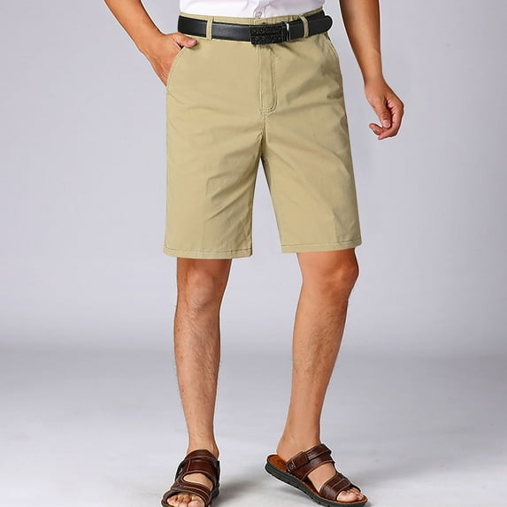 Njoeus Men's Flat Front Cargo Shorts Mens Relaxed Fitted Business Casual Work Dress Shorts Summer Lightweight Comfy Cotton Shorts with Pockets (No Belt(Available In Big & Tall) 2X 3X 4X 5X Clearance