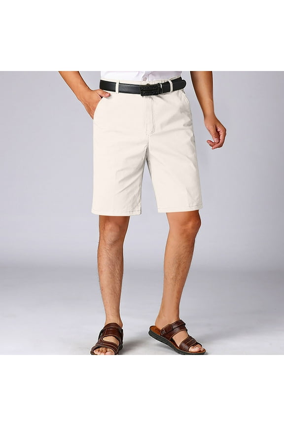 Men's Flat Front Cargo Shorts Mens Relaxed Fitted Business Casual Work Dress Shorts Summer Lightweight Comfy Cotton Shorts with Pockets (No Belt(Available In Big & Tall) 2X 3X 4X 5X Clearance