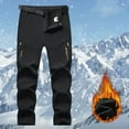 thumbnail image 1 of Njoeus Men's Fleece Lined Outdoor Cargo Hiking Pants Slim Belt Softshell Snow Ski Pants with Zipper Pockets M-6XL （Available in Big & Tall Sizes), 1 of 4