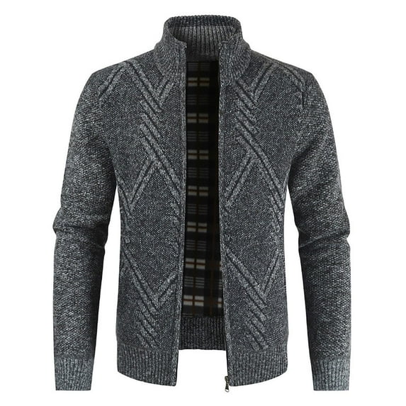 Njoeus Men's Full Zip Jacket Sweater Stand Collar Classic Soft Knitted Cardigan Sweaters for Men Fall Winter