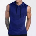 thumbnail image 1 of Njoeus Men's Gym Workout Hooded Tank Tops Running Bodybuilding Muscle Shirt for Men Mesh Breathable Sleeveless Big & Tall Hoodies Tops Mens Athletic Basketball Tees Shirt 2X 3X 4X Blue Clearance, 1 of 5