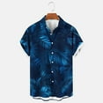 thumbnail image 1 of Aueoeo Men's Hawaiian Shirts Casual Button-Down Floral Short Sleeve Tropical Shirt Loose Summer Beach Shirts （Available In Big & Tall Size) 2X 3X 4X Dark Blue, 1 of 5
