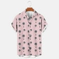 thumbnail image 1 of Aueoeo Men's Hawaiian Shirts Casual Button-Down Floral Short Sleeve Tropical Shirt Loose Summer Beach Shirts （Available In Big & Tall Size) 2X 3X 4X Pink, 1 of 3