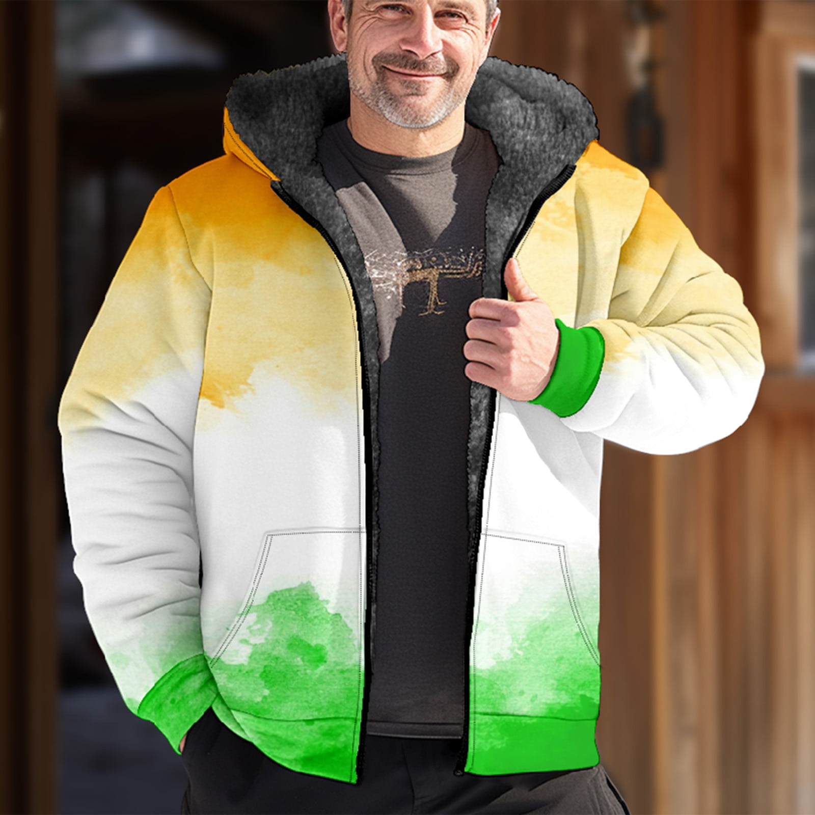 Njoeus Men's Heavy Weight Sherpas Lined Fleeces Jacket Hoodie, Men Full