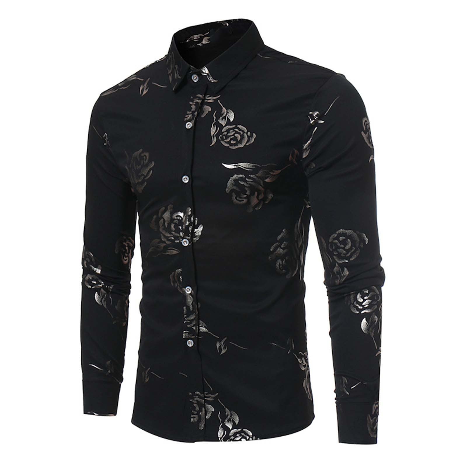 black and gold floral dress shirt S main image 1
