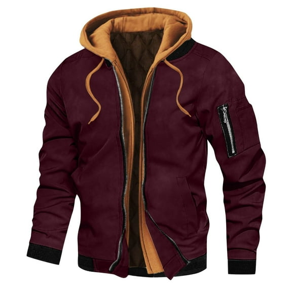 Njoeus Men's Hooded Thicken Quilted Lined Jacket Windproof Casual Hoodies for Men Warm Fall Winter Military Jacket Coat Outwear M-3XL