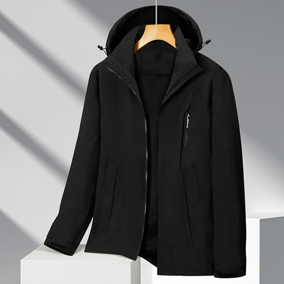 Njoeus Men's Lightweight Waterproof Hooded Rain Jacket Outdoor Casual Sportswear Spring Fall Jacket for Hiking Travel L-5XL（Available in Big & Tall)