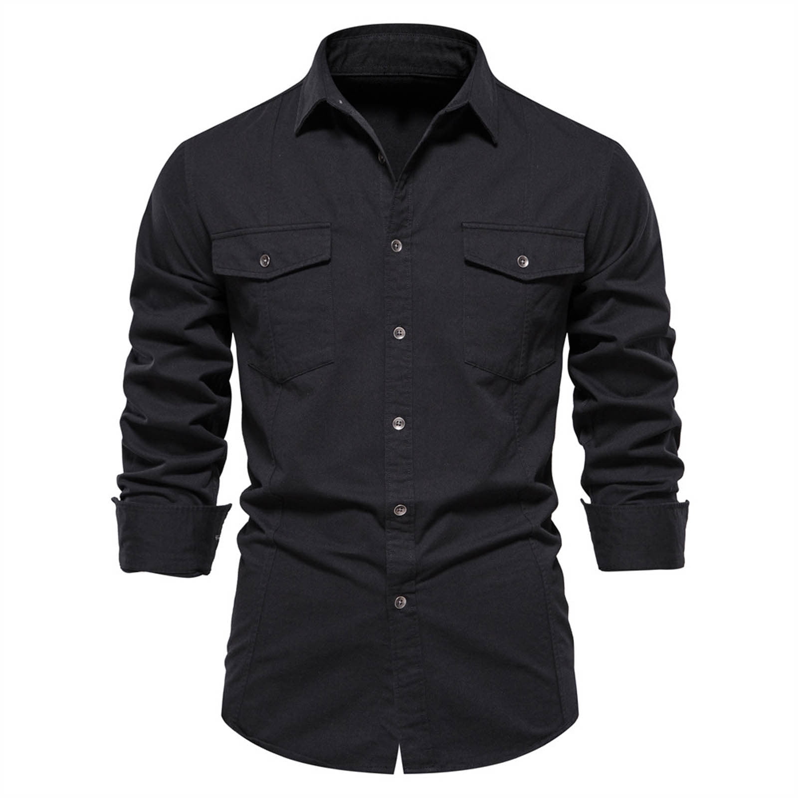 Njoeus Men's Long Sleeve Cotton Shirt Slim Fitted Work Shirts Men