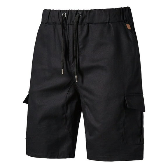 Njoeus Men's Loose Fit Cargo Shorts, Mens Casual Cotton Elastic Waist Cargo Work Shorts with Drawstring and Multi Pockets