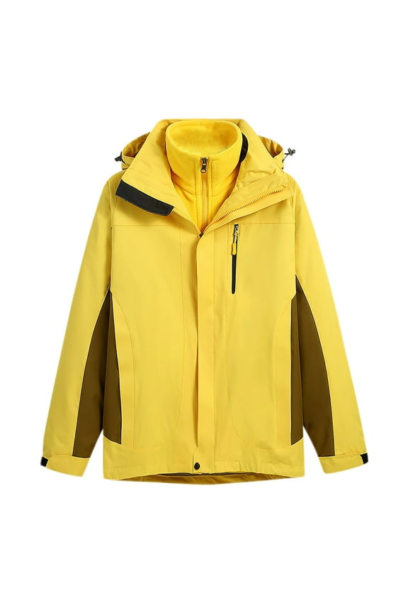 Men's Mountain Waterproof Ski Snow Jacket 3 in 1 Winter Windproof Rain Jacket Hooded with Inner Warm Fleeces Coat S-4XL(Available in Big & Tall)