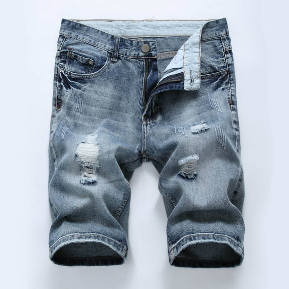 Njoeus Men's Ripped Denim Shorts, Mens Stretchy Distressed Jeans Shorts Casual Biker Jeans Short Pants for Men Bia & Tall Sizes M-5XL (No Belt)