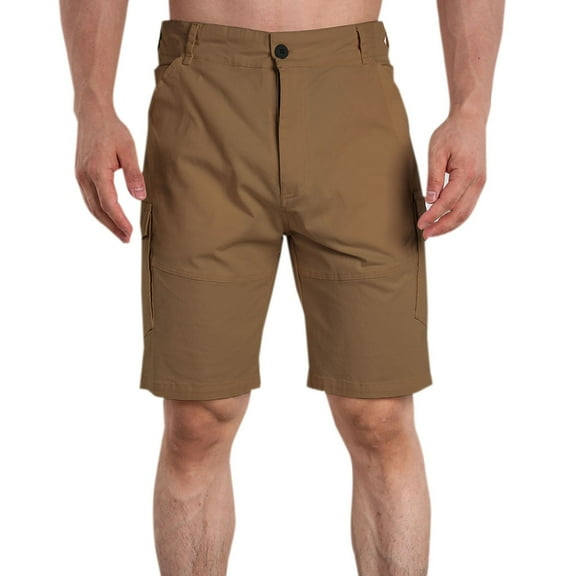Njoeus Men's Shorts Mens Cargo Shorts Casual Solid Color Cotton Elastic Pocket Mens Shorts Athletic On Clearances