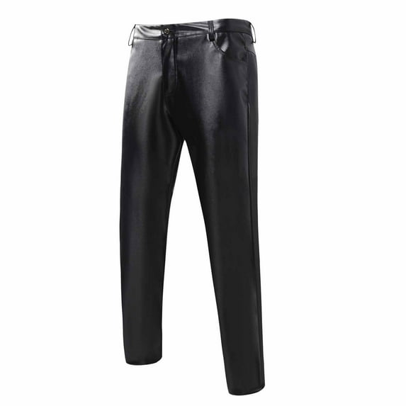 Njoeus Men's Straight Leg Faux Leather Pants Casual Night Club Moto Pants for Men Trendy Party Suit Pants Trousers S-5XL Men Big & Tall