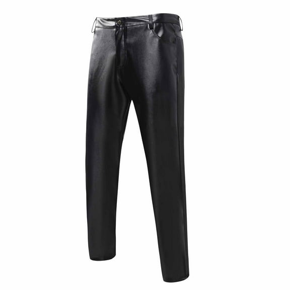 Njoeus Men's Straight Leg Faux Leather Pants Casual Night Club Moto Pants for Men Trendy Party Suit Pants Trousers S-5XL Men Big & Tall
