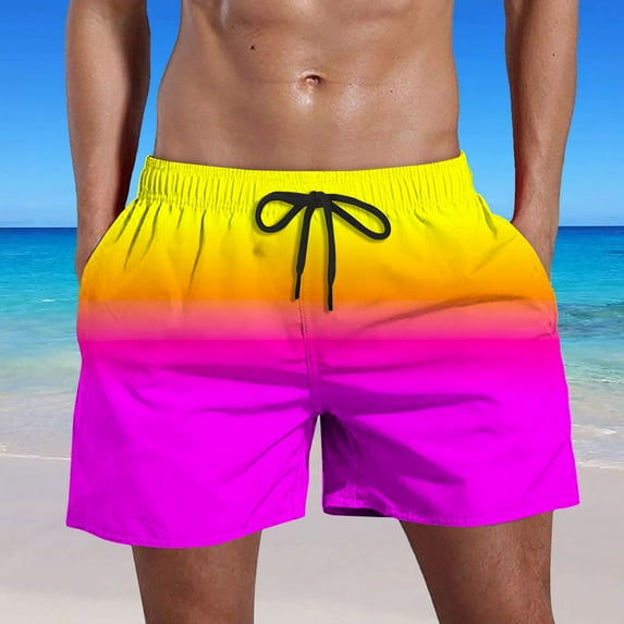 Njoeus Men's Swim Trunks Casual Mens Big & Tall Gradient Swimming Shorts Bathing Suit with Pockets Elastic Waist Beach Short Pants Swimsuit for Men S-6XL