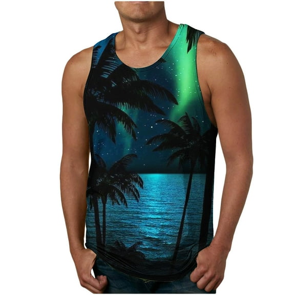 Njoeus Men's Tank Tops Summer Sleeveless Hawaiian Shirts for Men Big & Tall Gym Workout Tank Top Casual Beach Sports Shirts Novelty Graphic Tees S-4XL