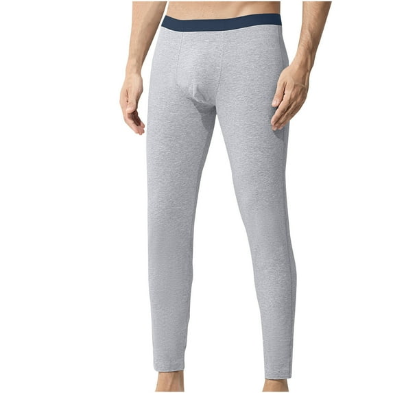 Njoeus Men's Thermal Underwear Bottom Soft Comfy Long Johns Pants Men Winter Warm Base Layer Lightweight Leggings XL-4XL(Available in Big & Tall) Gray XL