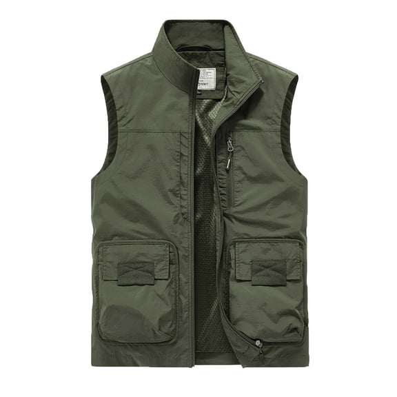 Njoeus Men's Travel Work Utility Vest Sleeveless Lightweight Cargo Outdoor Fishing Vest for Men Stand Collar Summer Casual Sports Vests Jacket with Multi Pockets Big & Tall Size 3X 4X 5X 6X Clearance