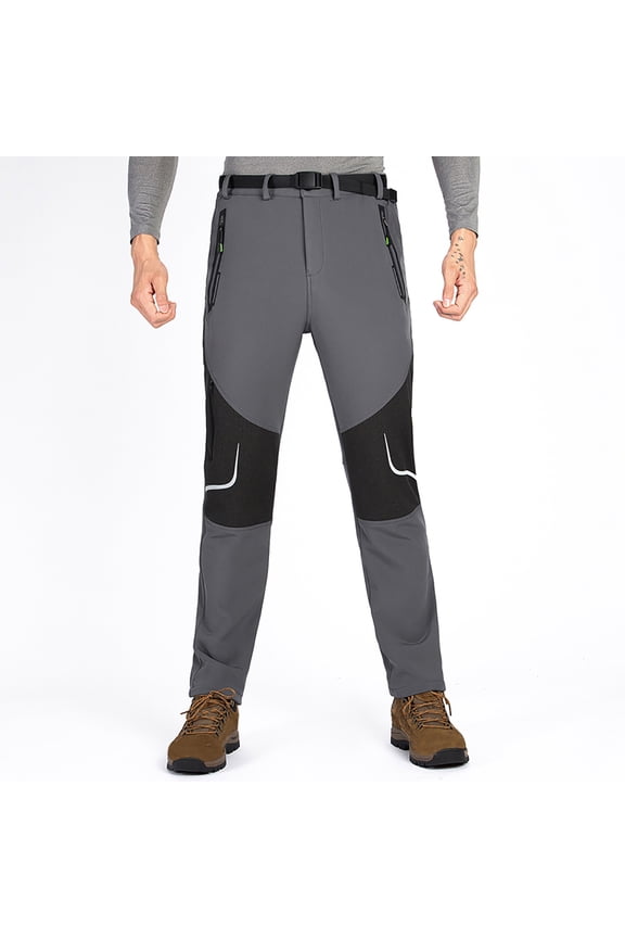 Men's Winter Warm Thick Fleece Lined Hiking Pants Outdoor Quick Dry Cargo Pants for Men Waterproof Windproof Fishing Mountain Pants with Zipper Pockets S-4XL Big & Tall Sizes (No Belt)