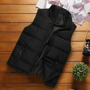 NJOEUS Men's Women's Winter Warm Outdoor Padded Puffer Vests Unisex Comfy Lightweight Down Vests Sleeveless Jacket with Pockets（Available in Big & Tall) Black 4X-Large