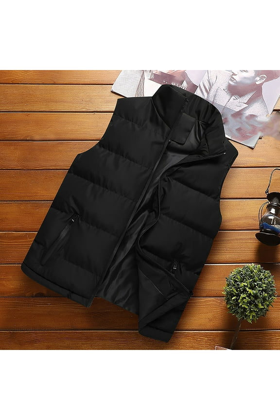Men's Women's Winter Warm Outdoor Padded Puffer Vests Unisex Comfy Lightweight Down Vests Sleeveless Jacket with Pockets（Available in Big & Tall) Black 4X-Large