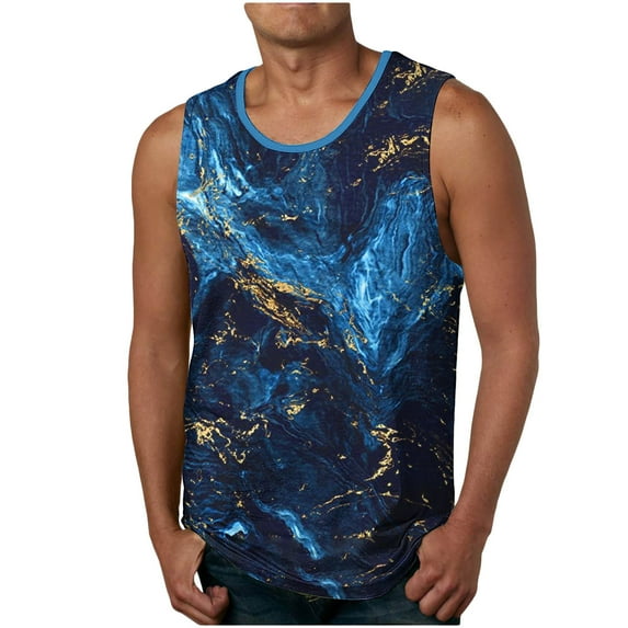 Njoeus Men's Workout Tank Tops Summer Sleeveless Muscle Tee Shirts for Men Fashion Printed Bodybuilding Gym Finess T-Shirts S-XXL